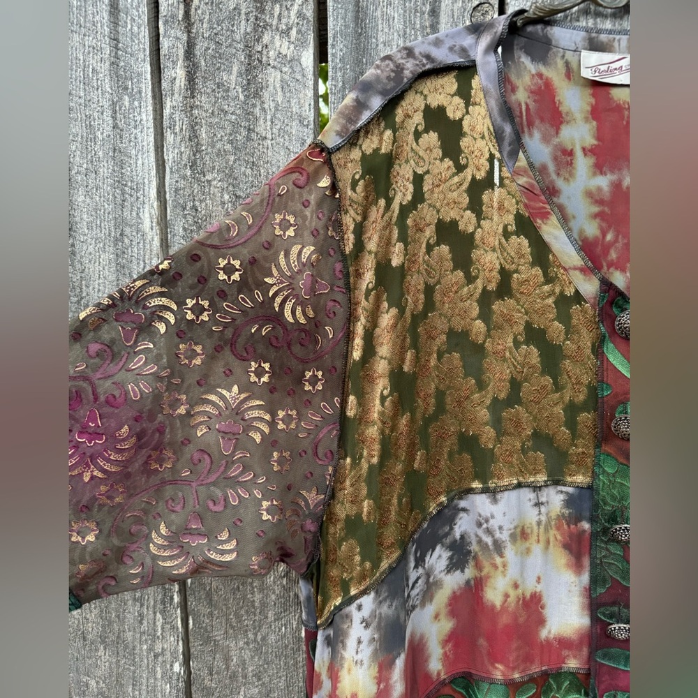 Sterling Styles Silk Patchwork Tunic Top One Size… - image 4